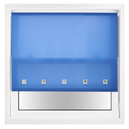 Trimmable Daylight Roller Blind With Square Eyelets And Metal Fittings By Furnished - Blue (W)90Cm X (L)210Cm - thumbnail 2