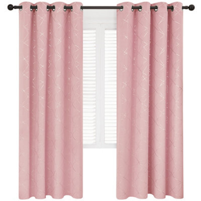 Deconovo Foil Printed Thermal Insulated Super Soft Eyelet Blackout Curtains 46 X 90 Inch Coral Pink 2 Panels