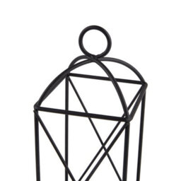 Living And Home Set Of 2 Black Openwork Iron Lantern Candle Holders Geometric Frame For Pillar Candles Table Decor - thumbnail 7
