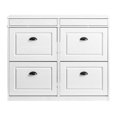 Sobuy Fsr79-Wg, Shoe Rack Cabinet With 4 Flip Drawers, Slim Shoe Storage Cabinet,white,w104.5Xd24Xh85 - image 1