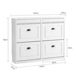 Sobuy Fsr79-Wg, Shoe Rack Cabinet With 4 Flip Drawers, Slim Shoe Storage Cabinet,white,w104.5Xd24Xh85 - thumbnail 3