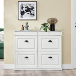 Sobuy Fsr79-Wg, Shoe Rack Cabinet With 4 Flip Drawers, Slim Shoe Storage Cabinet,white,w104.5Xd24Xh85 - thumbnail 2