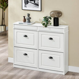 Sobuy Fsr79-Wg, Shoe Rack Cabinet With 4 Flip Drawers, Slim Shoe Storage Cabinet,white,w104.5Xd24Xh85 - thumbnail 4