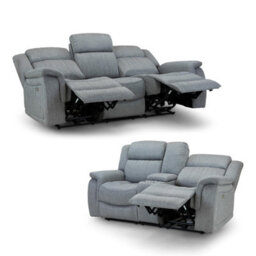 Furnishings For Less UK Linden Leather Aire Recliner 3 Seater + 2 Seater Grey