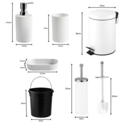 Innoteck Essentials 6Pc Bathroom Set White - 3L Bin, Toilet Brush, Soap Dispenser, Soap Dish, Toothbrush Holder, Tumbler. - thumbnail 8