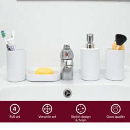 Innoteck Essentials 6Pc Bathroom Set White - 3L Bin, Toilet Brush, Soap Dispenser, Soap Dish, Toothbrush Holder, Tumbler. - thumbnail 4