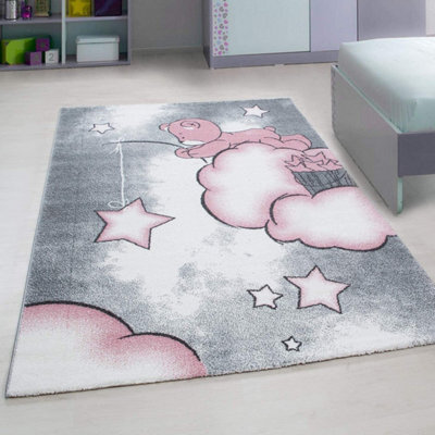 Bravich Pink Baby Bear Stars Rug - Kids - 80X150Cm - image 1