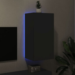 Berkfield Tv Wall Cabinet With Led Lights Black 40.5X35X80 Cm - thumbnail 3