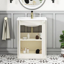 Royal Bathrooms Elmore 600mm Floor Standing 2 Door Bathroom Vanity Unit With Traditional Ceramic Basin Sink - Classic White - thumbnail 5