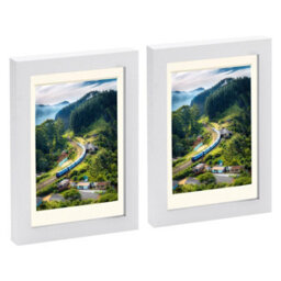 "Nicola Spring Photo Frames With 4"" X 6"" Mount - 5"" X 7"" - White/ivory - Pack Of 2" - thumbnail 1