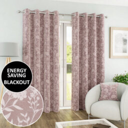 Enhanced Living Cuba Floral Trail Print Suede Pink Thermal Blackout Eyelet Curtains (Pair) - 66 X 54 Inch (168 X 137Cm) - thumbnail 1