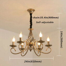 Vintage Chandelier 6 Light Pendant Light Bronze E14 Metal - thumbnail 5