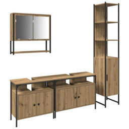 Berkfield Modern 4-Piece Bathroom Furniture Set In Artisan Oak, Engineered Wood - thumbnail 1