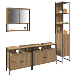 Berkfield Modern 4-Piece Bathroom Furniture Set In Artisan Oak, Engineered Wood - thumbnail 3