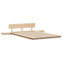Walplus Modern Engineered Wood Floor Bed Frame With Bedside Table And Headboard For Bedroom - thumbnail 4