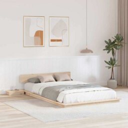 Walplus Modern Engineered Wood Floor Bed Frame With Bedside Table And Headboard For Bedroom - thumbnail 1