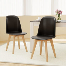 Gainoom Modern Dining Chair Set Of 2 Armless Kitchen Chairs Indoor Side Chairs Black - thumbnail 3