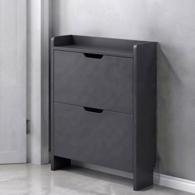 2 Drawer Wooden Shoe Storage Cabinet - image 1
