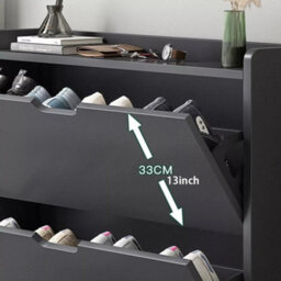 2 Drawer Wooden Shoe Storage Cabinet - thumbnail 5