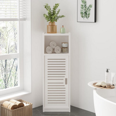 3 Tier Bathroom Floor Cabinet, White Storage Cabinet With Door Free Standing Shelf Unit For Bathroom - image 1