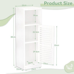3 Tier Bathroom Floor Cabinet, White Storage Cabinet With Door Free Standing Shelf Unit For Bathroom - thumbnail 2