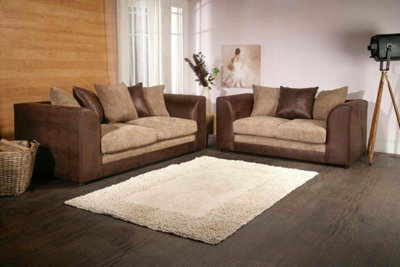 Chicago Jumbo Cord 3&2 Seater Sofa Set Brown-Coffee