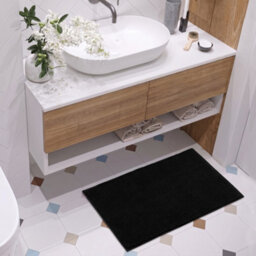 Moonlight Bedding Plush Chenille Bathroom Floor Mat Non-Slip Quick-Dry Absorbent Bathroom & Doorway Shower Rug Black 40X60 Cm - thumbnail 1