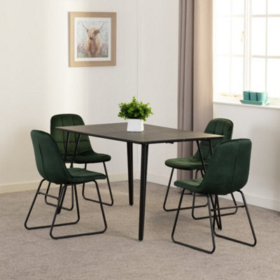 Seconique Marlow Dining Set Black Marble With 4 Lukas Chairs Green Velvet - image 1