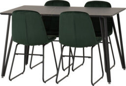 Seconique Marlow Dining Set Black Marble With 4 Lukas Chairs Green Velvet - thumbnail 2