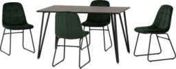 Seconique Marlow Dining Set Black Marble With 4 Lukas Chairs Green Velvet - thumbnail 3