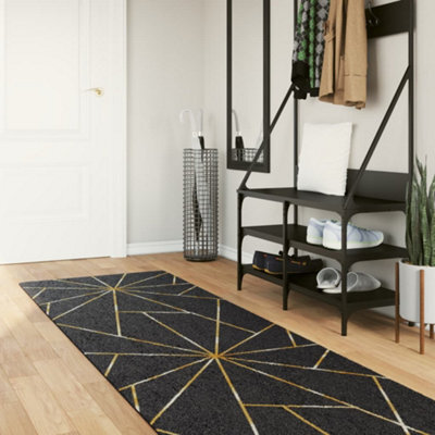 Berkfield Rug Washable Black And Gold 80X300 Cm Anti Slip - image 1