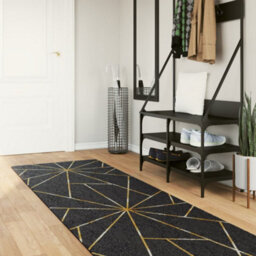Berkfield Rug Washable Black And Gold 80X300 Cm Anti Slip - thumbnail 1