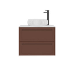 Royal Bathrooms Royal Bathroom Elmore 700mm Terracotta Clay Wall Mounted Countertop Bathroom Vanity Unit 2 Drawer With Milan Basin - thumbnail 7