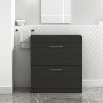 Royal Bathrooms Turin 800mm Hale Black Floor Standing Worktop Vanity Unit - 2 Drawer With Matt Black Handle - image 1