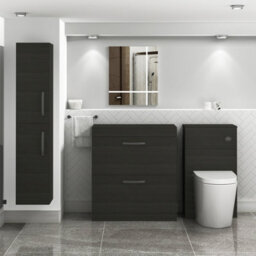 Royal Bathrooms Turin 800mm Hale Black Floor Standing Worktop Vanity Unit - 2 Drawer With Matt Black Handle - thumbnail 2