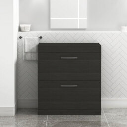 Royal Bathrooms Turin 800mm Hale Black Floor Standing Worktop Vanity Unit - 2 Drawer With Matt Black Handle - thumbnail 1