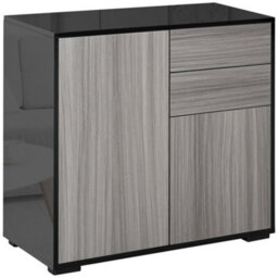 Homcom Side Cabinet With 2 Door And 2 Drawer For Home Office, Grey Black - thumbnail 2