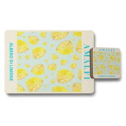 Benjamin Tate Design Amalfi Albero Di Limone Placemat And Coaster Set With Wood Base Limited Edition Collection - thumbnail 1