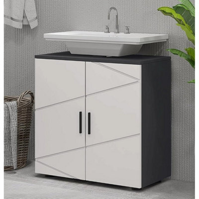 Bathroom Vanity Unit Under Sink Cabinet Grey Storage Cupboard - image 1
