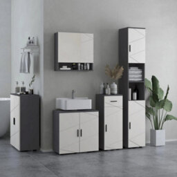 Bathroom Vanity Unit Under Sink Cabinet Grey Storage Cupboard - thumbnail 5