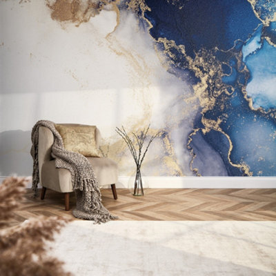 I Love Wallpaper Amalfi Mural In Navy And Gold (300Cm X 240Cm) - image 1