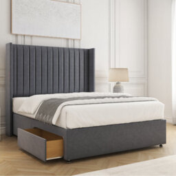 Bsspoke Manhattans Divan Bed Steel Plush Velvet With 54Inch Headboard 2 Drawers Footend & No Mattress In Double King 4Ft 6Ft - thumbnail 1