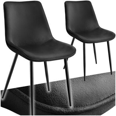 Tectake Set Of 2 Dining Chair Monroe - Padded, Velvet Look, Ergonomic Seat, Black Steel Legs  - Black - image 1