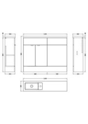 Hudson Reed Fusion Floor Standing Compact 2 Door Vanity Unit With Basin, Combination Bathroom Storage Unit, Bleached Oak, 1100mm - thumbnail 3