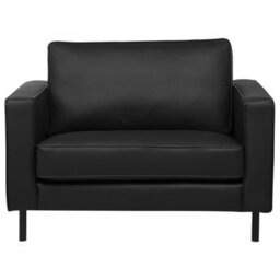 Beliani Armchair Savalen Leather Black - thumbnail 4