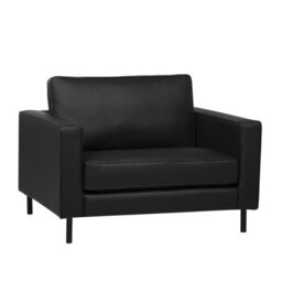 Beliani Armchair Savalen Leather Black - thumbnail 1