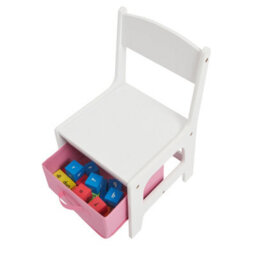Liberty House Toys Kid's White Table And Chairs With Pink Storage Bins - thumbnail 7