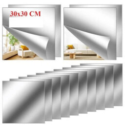 30Cm Self Adhesive Acrylic Mirror Tiles  Flexible Mirror Wall Stickers
