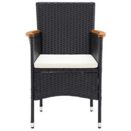 Garden Dining Chairs 4 Pcs Poly Rattan Black - thumbnail 3