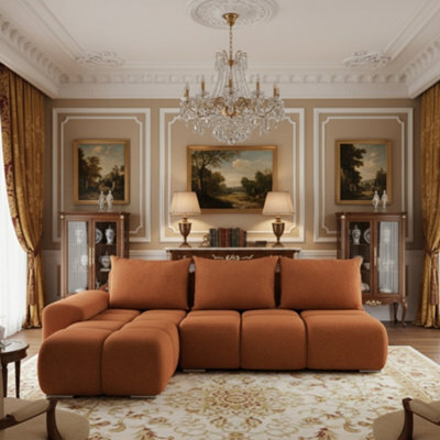 Galeria Corner Sofa Bed Has Storage Left Hand Rusty Brown - image 1